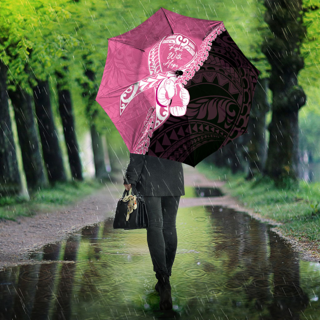 Polynesia Breast Cancer Awareness Umbrella Fight With Hope Pink Ribbon Boxing Gloves LT14 - Polynesian Pride