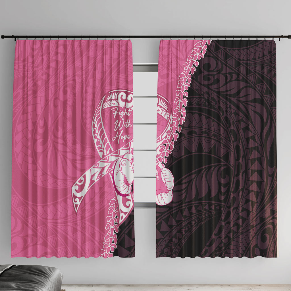 Polynesia Breast Cancer Awareness Window Curtain Fight With Hope Pink Ribbon Boxing Gloves LT14 With Hooks Pink - Polynesian Pride