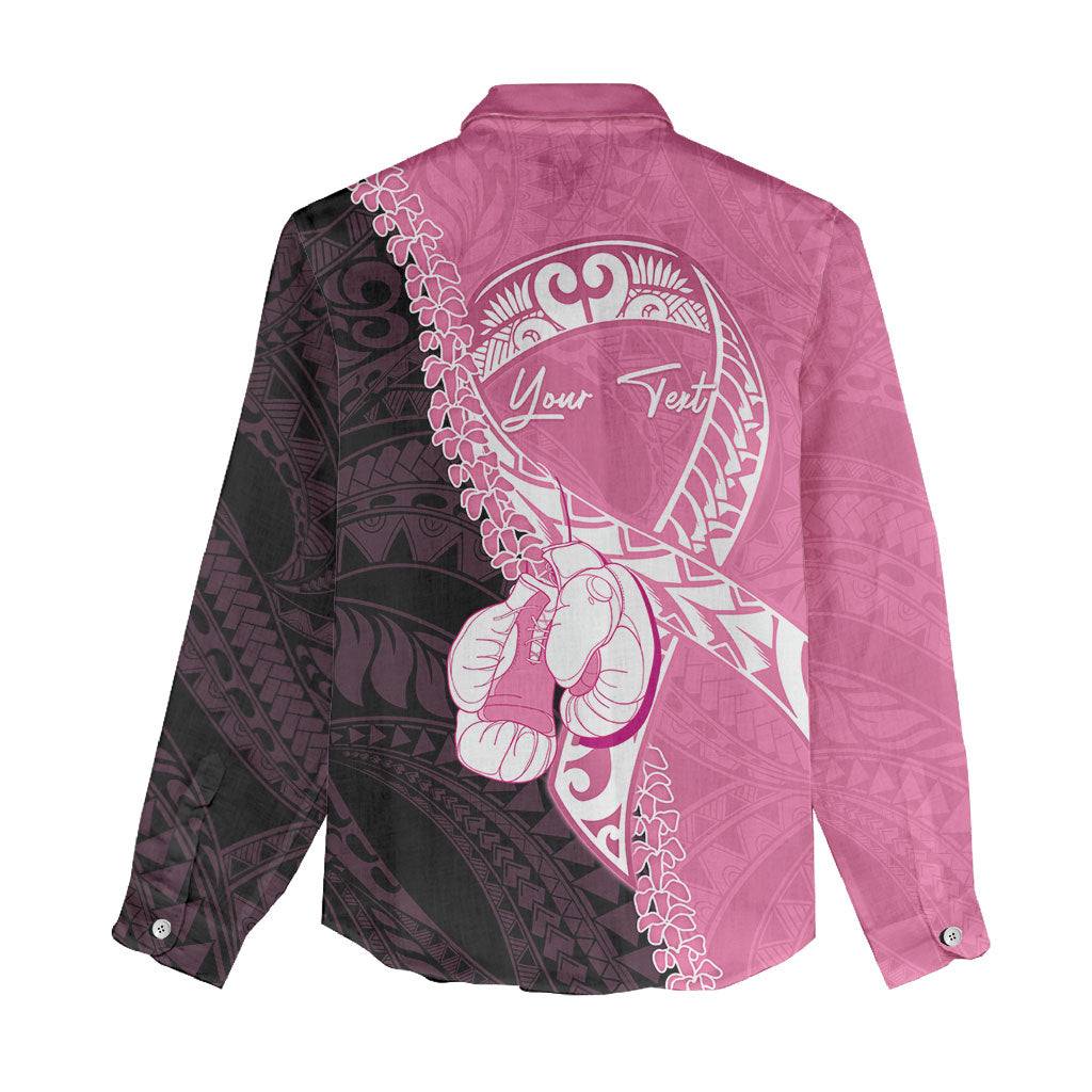 Personalised Polynesia Breast Cancer Awareness Women Casual Shirt Fight With Hope Pink Ribbon Boxing Gloves LT14 - Polynesian Pride