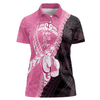 Personalised Polynesia Breast Cancer Awareness Women Polo Shirt Fight With Hope Pink Ribbon Boxing Gloves LT14 Female Pink - Polynesian Pride