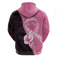 Personalised Polynesia Breast Cancer Awareness Zip Hoodie Fight With Hope Pink Ribbon Boxing Gloves LT14 - Polynesian Pride