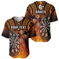 Personalised Polynesian Darts Baseball Jersey Fire Burning With Tribal Tattoo LT14 - Polynesian Pride
