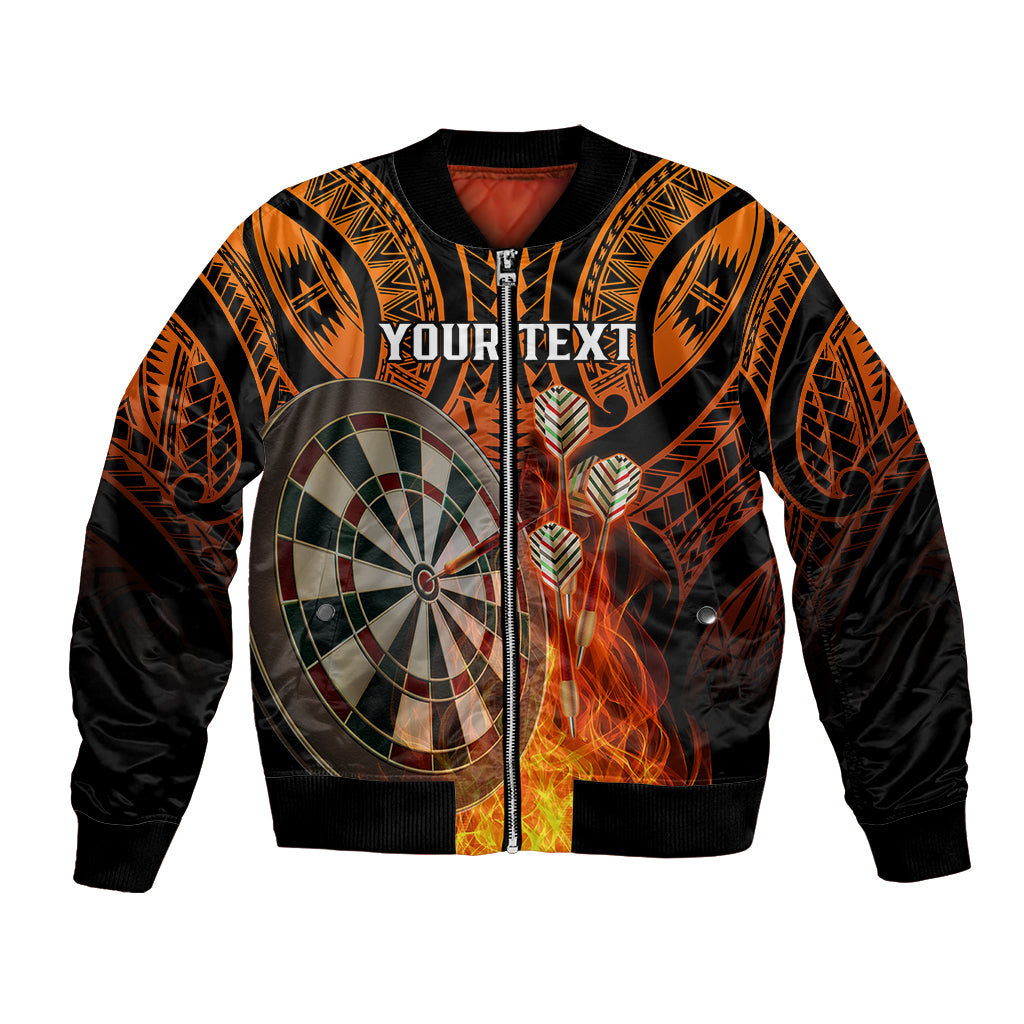 Personalised Polynesian Darts Bomber Jacket Fire Burning With Tribal Tattoo LT14 Unisex Orange - Polynesian Pride