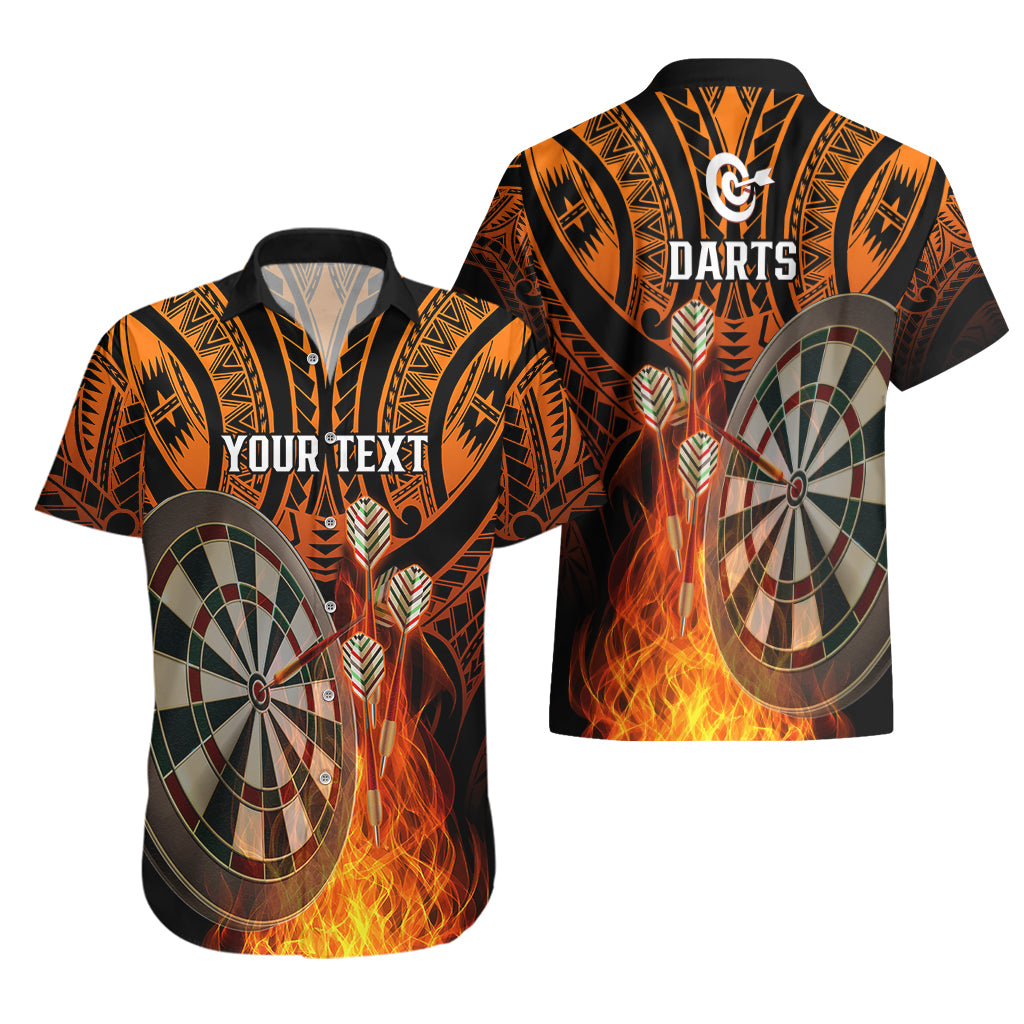Personalised Polynesian Darts Hawaiian Shirt Fire Burning With Tribal Tattoo LT14 - Polynesian Pride