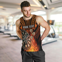 Personalised Polynesian Darts Men Tank Top Fire Burning With Tribal Tattoo LT14 - Polynesian Pride