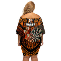 Personalised Polynesian Darts Off Shoulder Short Dress Fire Burning With Tribal Tattoo LT14 - Polynesian Pride