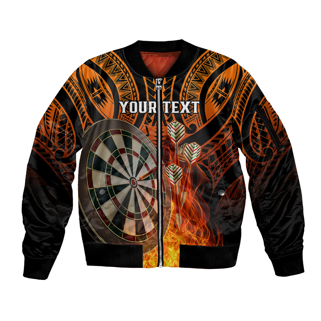Personalised Polynesian Darts Sleeve Zip Bomber Jacket Fire Burning With Tribal Tattoo LT14 Unisex Orange - Polynesian Pride