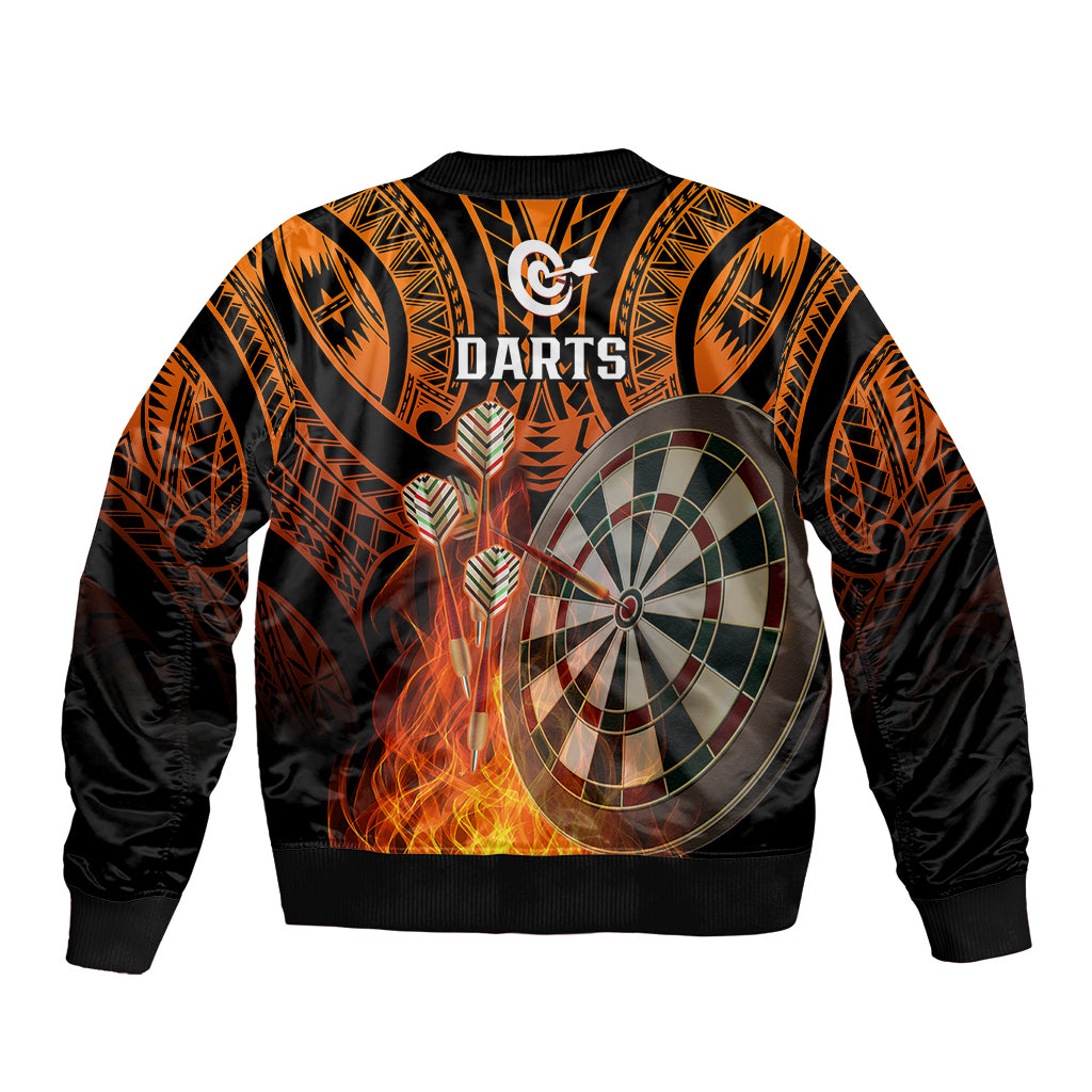 Personalised Polynesian Darts Sleeve Zip Bomber Jacket Fire Burning With Tribal Tattoo LT14 - Polynesian Pride
