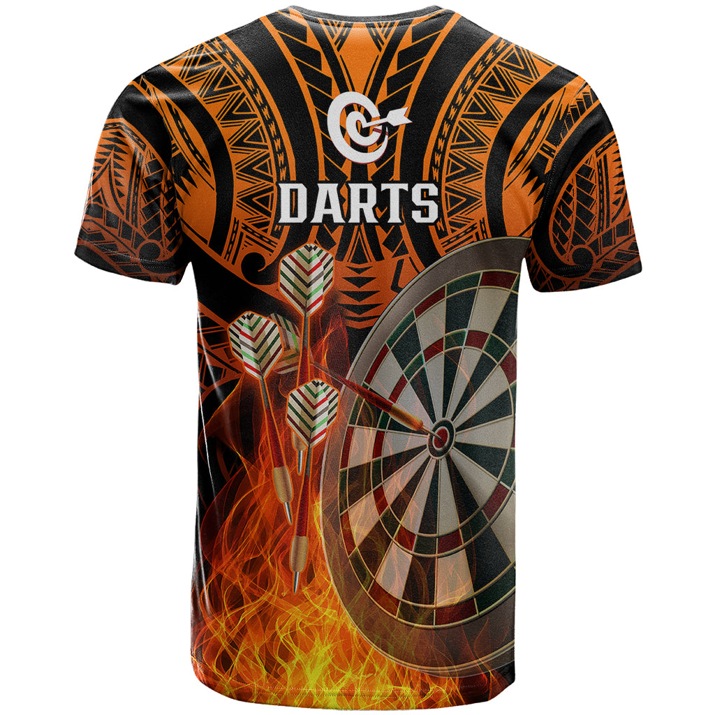 Personalised Polynesian Darts T Shirt Fire Burning With Tribal Tattoo LT14 - Polynesian Pride