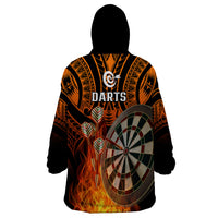 Personalised Polynesian Darts Wearable Blanket Hoodie Fire Burning With Tribal Tattoo LT14 - Polynesian Pride