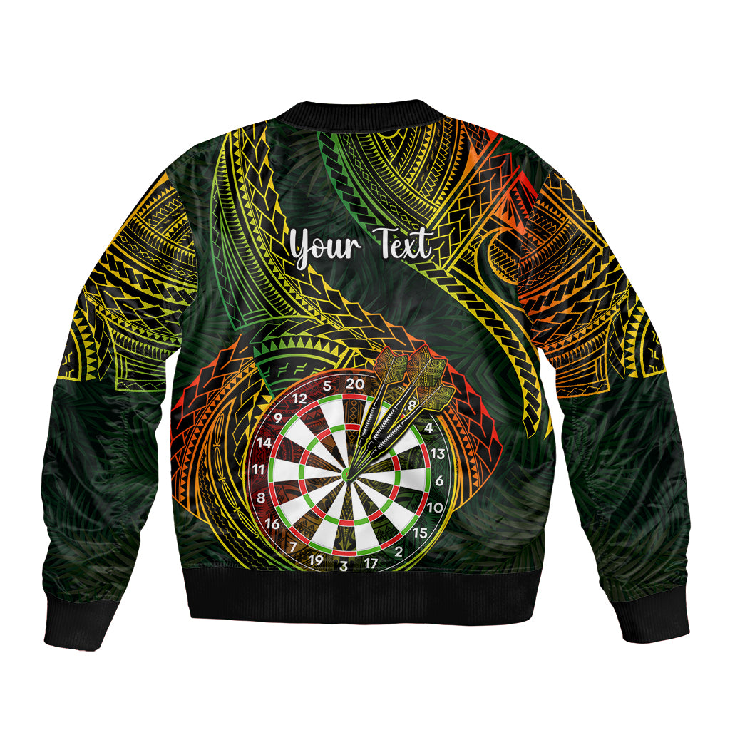 Personalised Polynesian Darts Bomber Jacket Dart Lovers Tribal Pattern Mix Tropical Leaves LT14 - Polynesian Pride