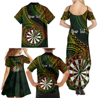 Personalised Polynesian Darts Family Matching Summer Maxi Dress and Hawaiian Shirt Dart Lovers Tribal Pattern Mix Tropical Leaves LT14 - Polynesian Pride