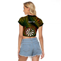 Personalised Polynesian Darts Raglan Cropped T Shirt Dart Lovers Tribal Pattern Mix Tropical Leaves LT14 - Polynesian Pride