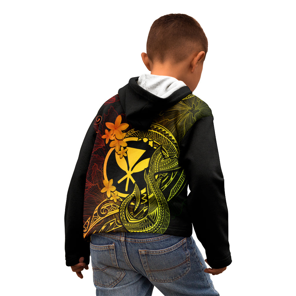 Hawaii Kid Hoodie Fish Hook Tattoo Mix Polynesian Plumeria Reggae Version LT14 - Polynesian Pride