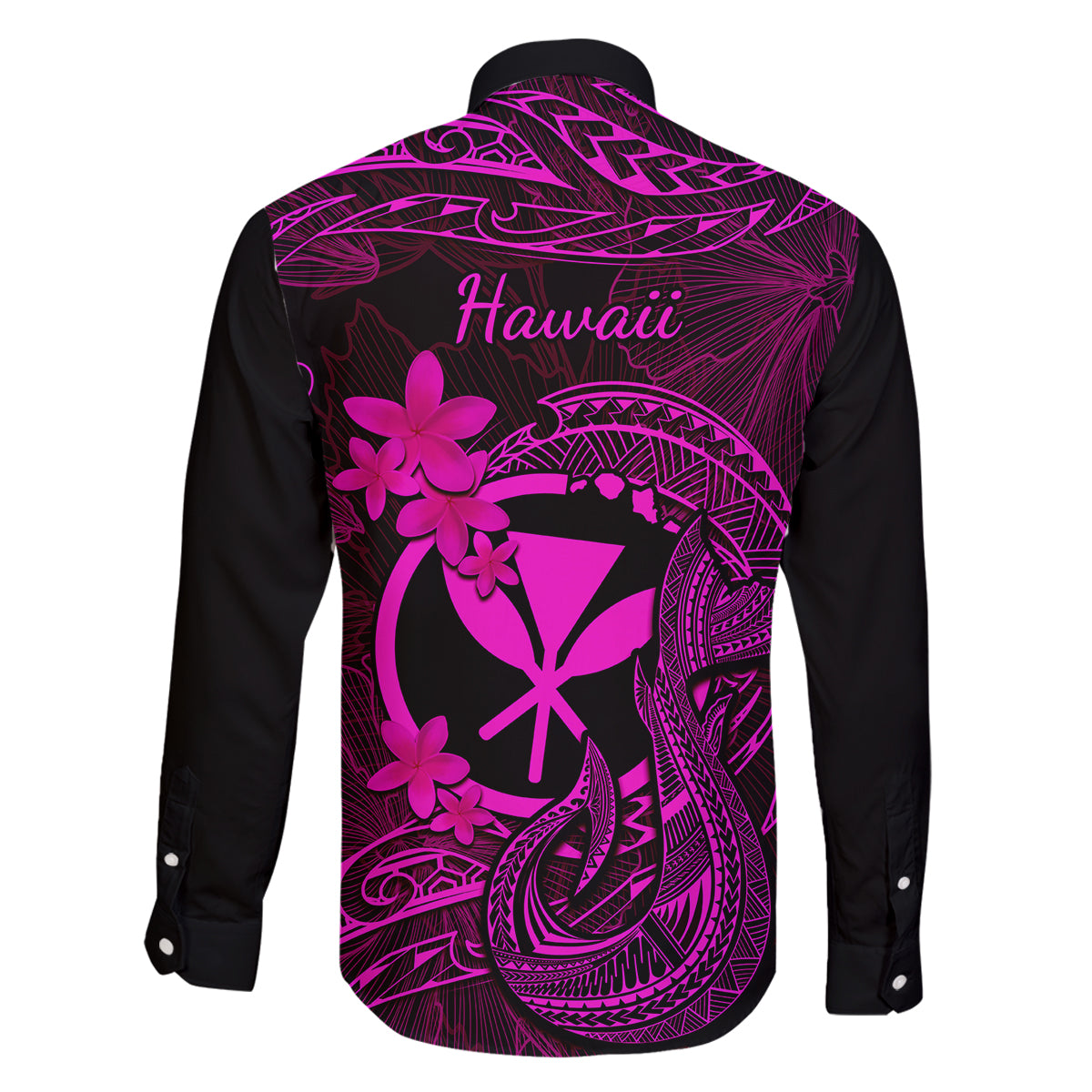 Hawaii Family Matching Short Sleeve Bodycon Dress and Hawaiian Shirt Fish Hook Tattoo Mix Polynesian Plumeria Pink Version LT14 - Polynesian Pride
