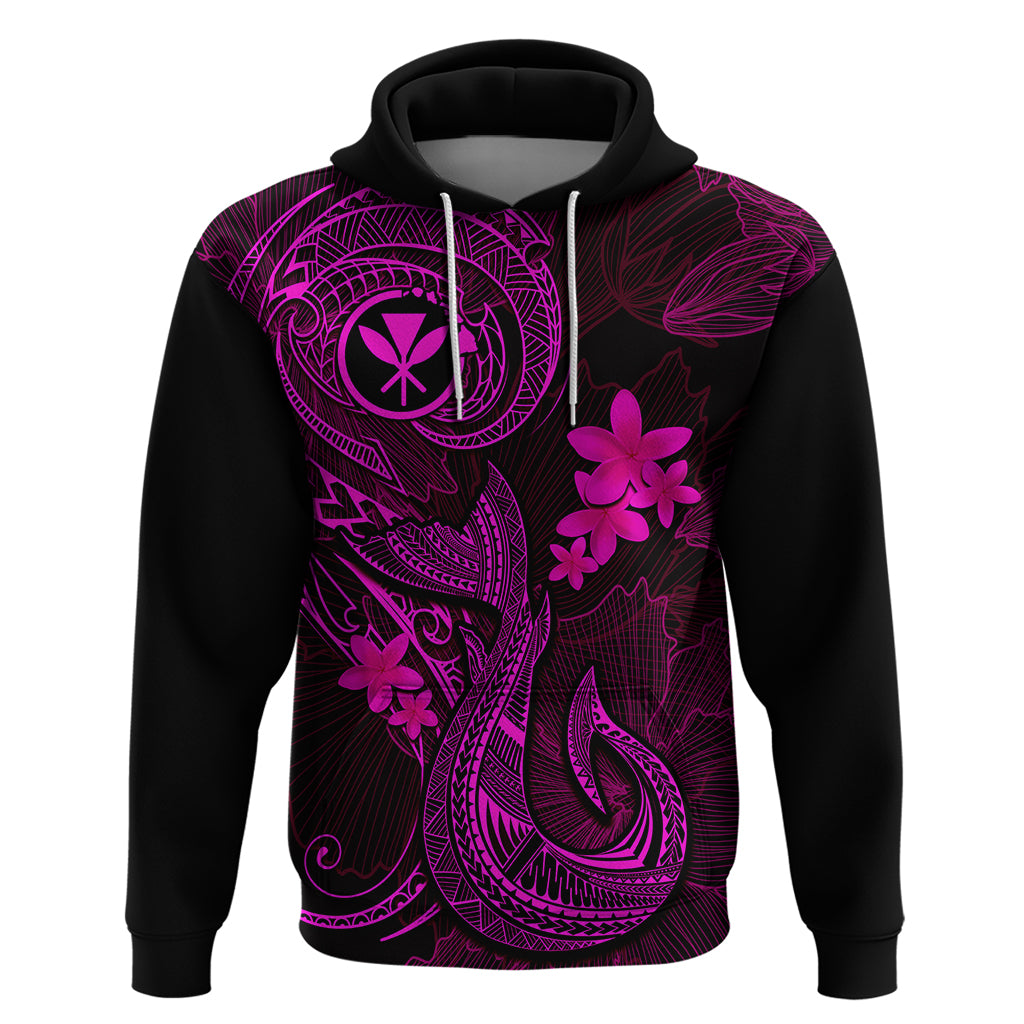 Hawaii Hoodie Fish Hook Tattoo Mix Polynesian Plumeria Pink Version LT14 Pullover Hoodie Pink - Polynesian Pride