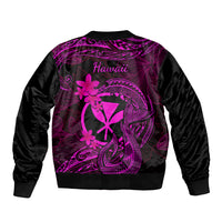 Hawaii Sleeve Zip Bomber Jacket Fish Hook Tattoo Mix Polynesian Plumeria Pink Version LT14 - Polynesian Pride