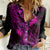 Hawaii Women Casual Shirt Fish Hook Tattoo Mix Polynesian Plumeria Pink Version LT14 Female Pink - Polynesian Pride