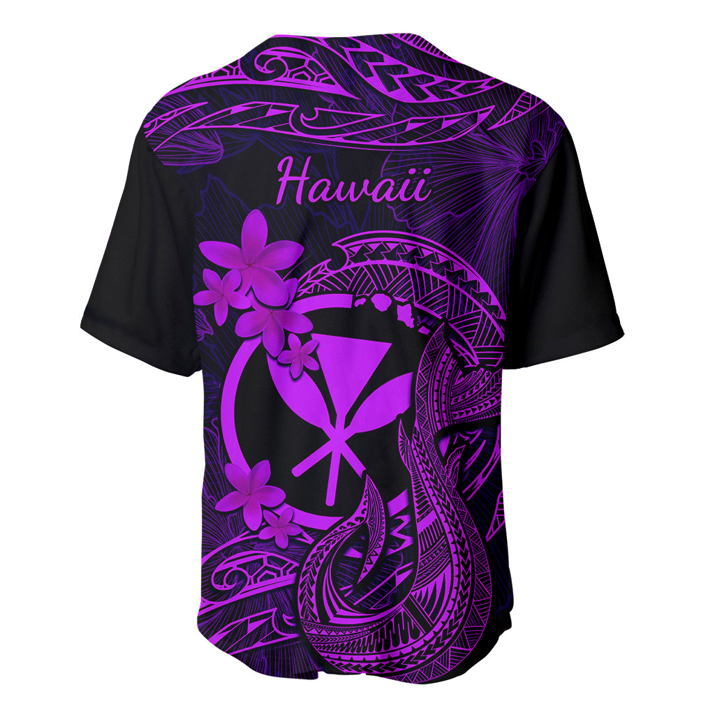 Hawaii Baseball Jersey Fish Hook Tattoo Mix Polynesian Plumeria Purple Version LT14 - Polynesian Pride