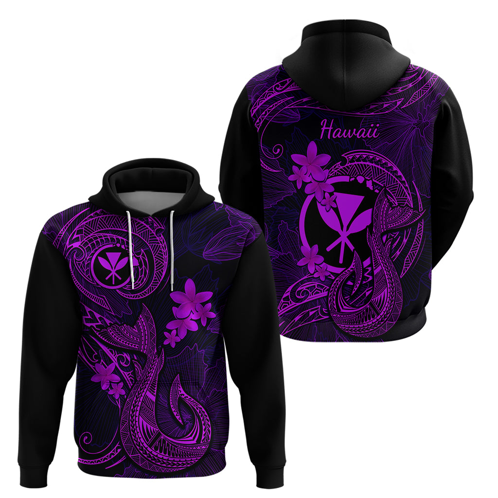 Hawaii Hoodie Fish Hook Tattoo Mix Polynesian Plumeria Purple Version LT14 - Polynesian Pride
