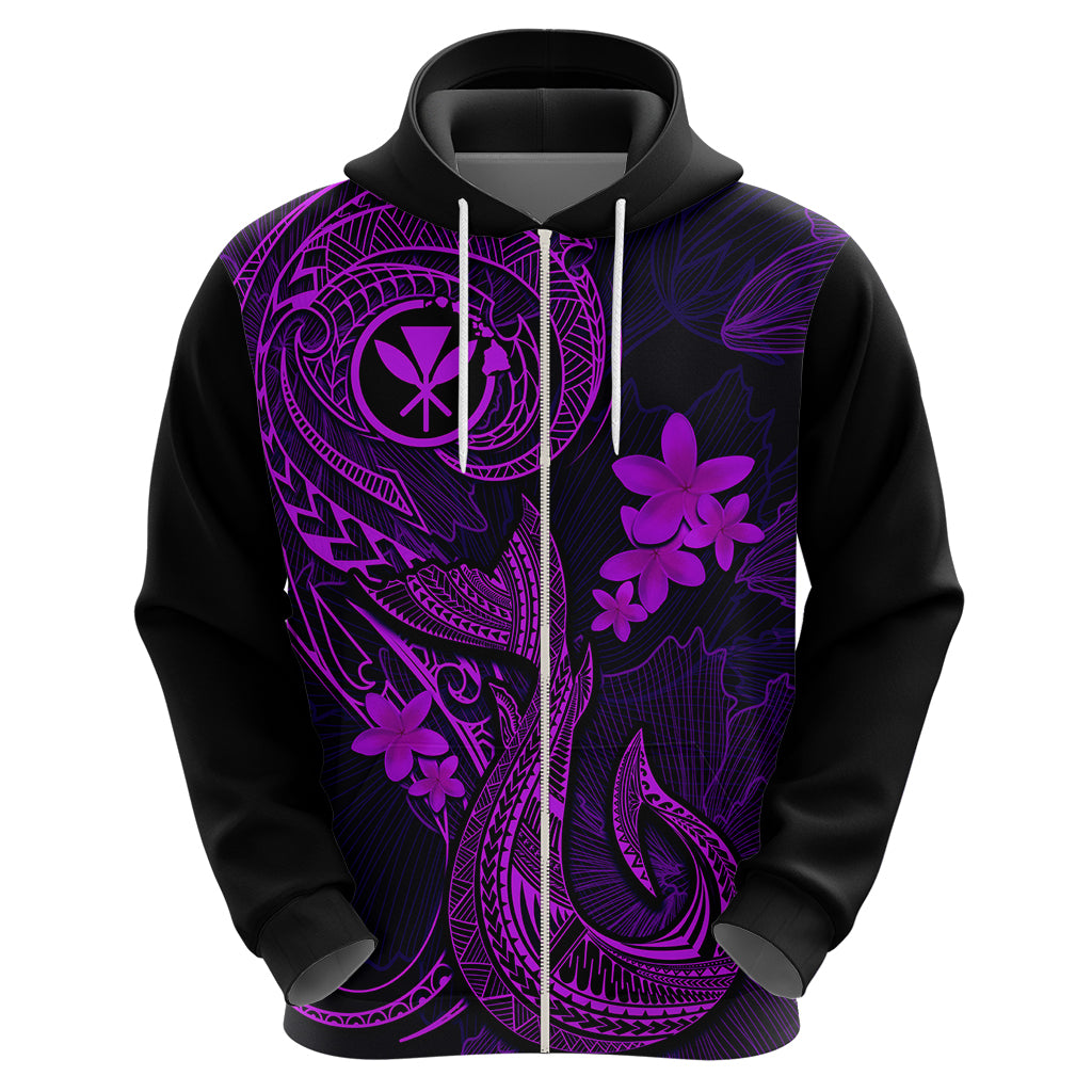 Hawaii Hoodie Fish Hook Tattoo Mix Polynesian Plumeria Purple Version LT14 - Polynesian Pride