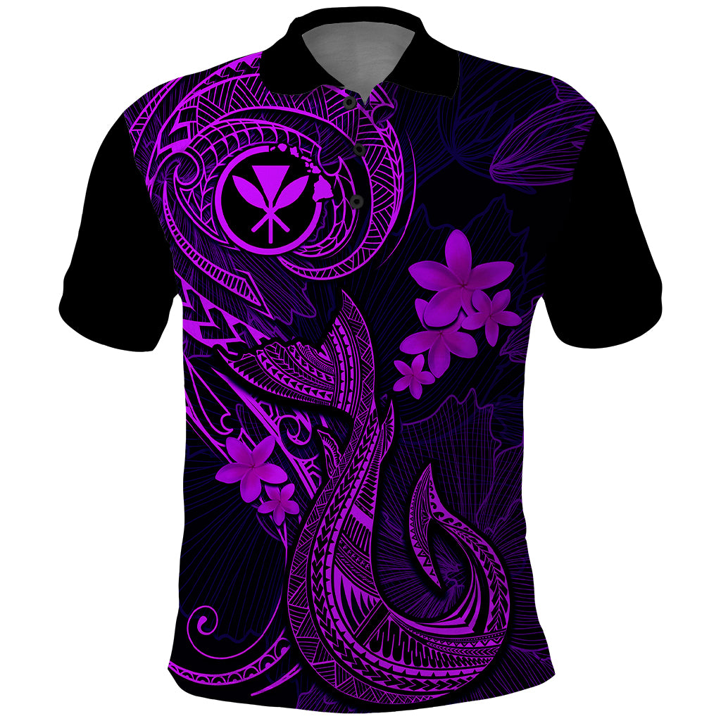 Hawaii Polo Shirt Fish Hook Tattoo Mix Polynesian Plumeria Purple Version LT14 Purple - Polynesian Pride