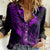 Hawaii Women Casual Shirt Fish Hook Tattoo Mix Polynesian Plumeria Purple Version LT14 Female Purple - Polynesian Pride