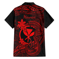 Hawaii Family Matching Summer Maxi Dress and Hawaiian Shirt Fish Hook Tattoo Mix Polynesian Plumeria Red Version LT14 - Polynesian Pride