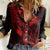Hawaii Women Casual Shirt Fish Hook Tattoo Mix Polynesian Plumeria Red Version LT14 Female Red - Polynesian Pride