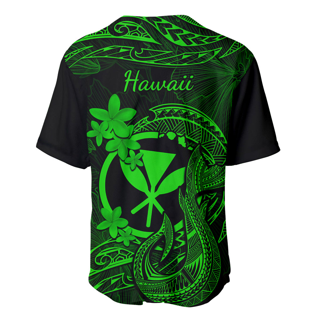 Hawaii Baseball Jersey Fish Hook Tattoo Mix Polynesian Plumeria Green Version LT14 - Polynesian Pride