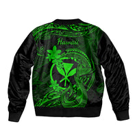 Hawaii Bomber Jacket Fish Hook Tattoo Mix Polynesian Plumeria Green Version LT14 - Polynesian Pride