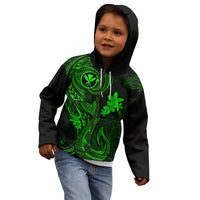 Hawaii Kid Hoodie Fish Hook Tattoo Mix Polynesian Plumeria Green Version LT14 - Polynesian Pride