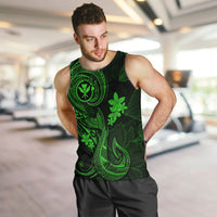 Hawaii Men Tank Top Fish Hook Tattoo Mix Polynesian Plumeria Green Version LT14 - Polynesian Pride