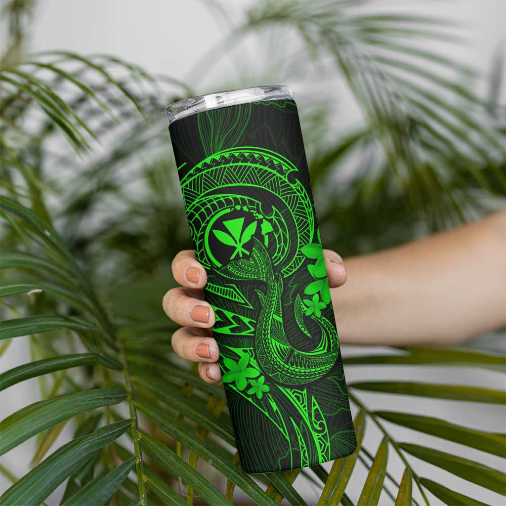 Hawaii Skinny Tumbler Fish Hook Tattoo Mix Polynesian Plumeria Green Version