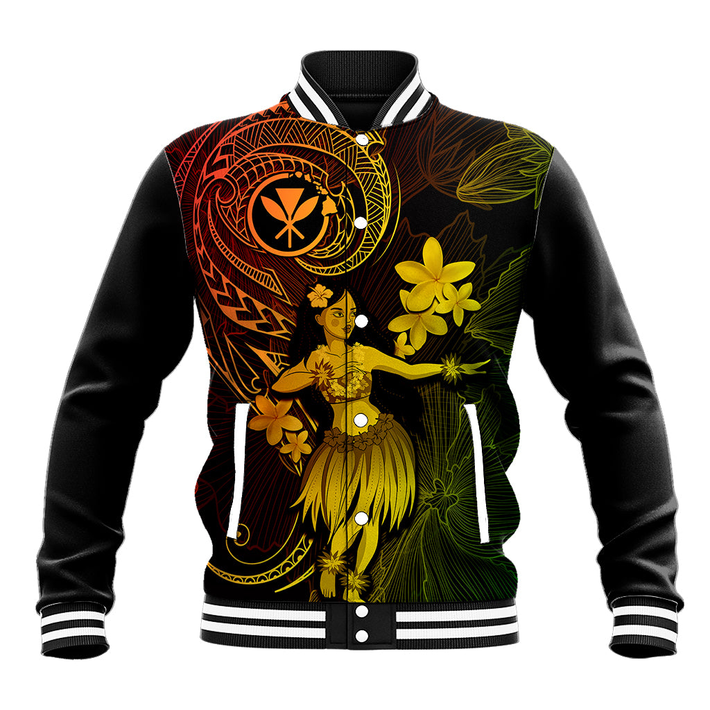 Hawaii Baseball Jacket Hula Girl Mix Polynesian Plumeria Reggae Version LT14 Unisex Reggae - Polynesian Pride
