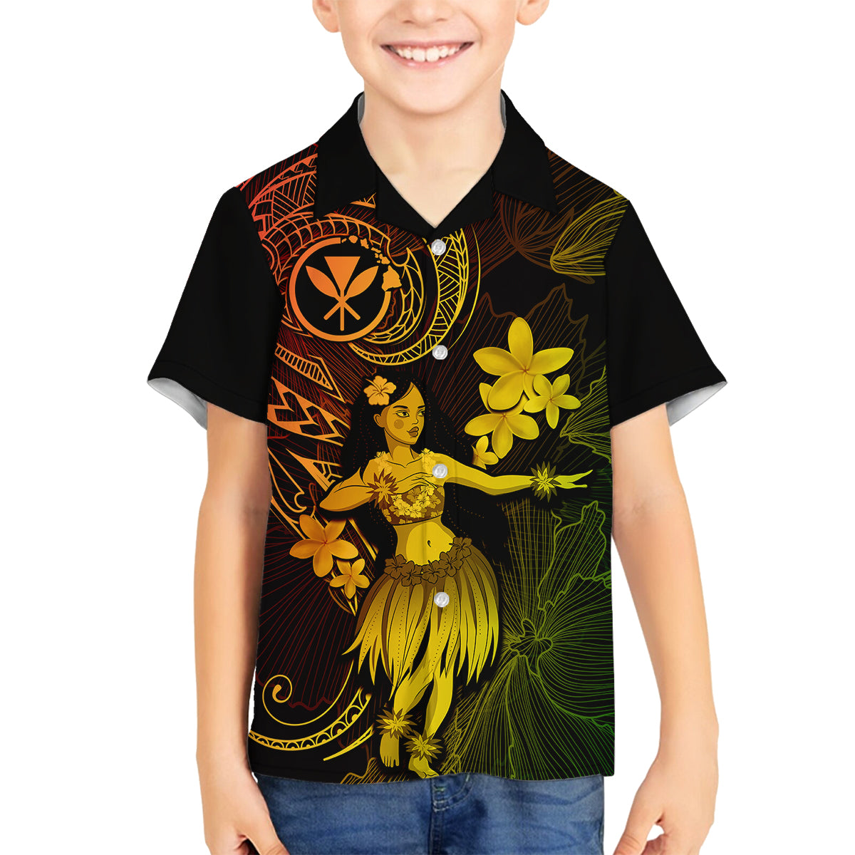Hawaii Family Matching Summer Maxi Dress and Hawaiian Shirt Hula Girl Mix Polynesian Plumeria Reggae Version LT14 Dad's Shirt - Long Sleeve Reggae - Polynesian Pride