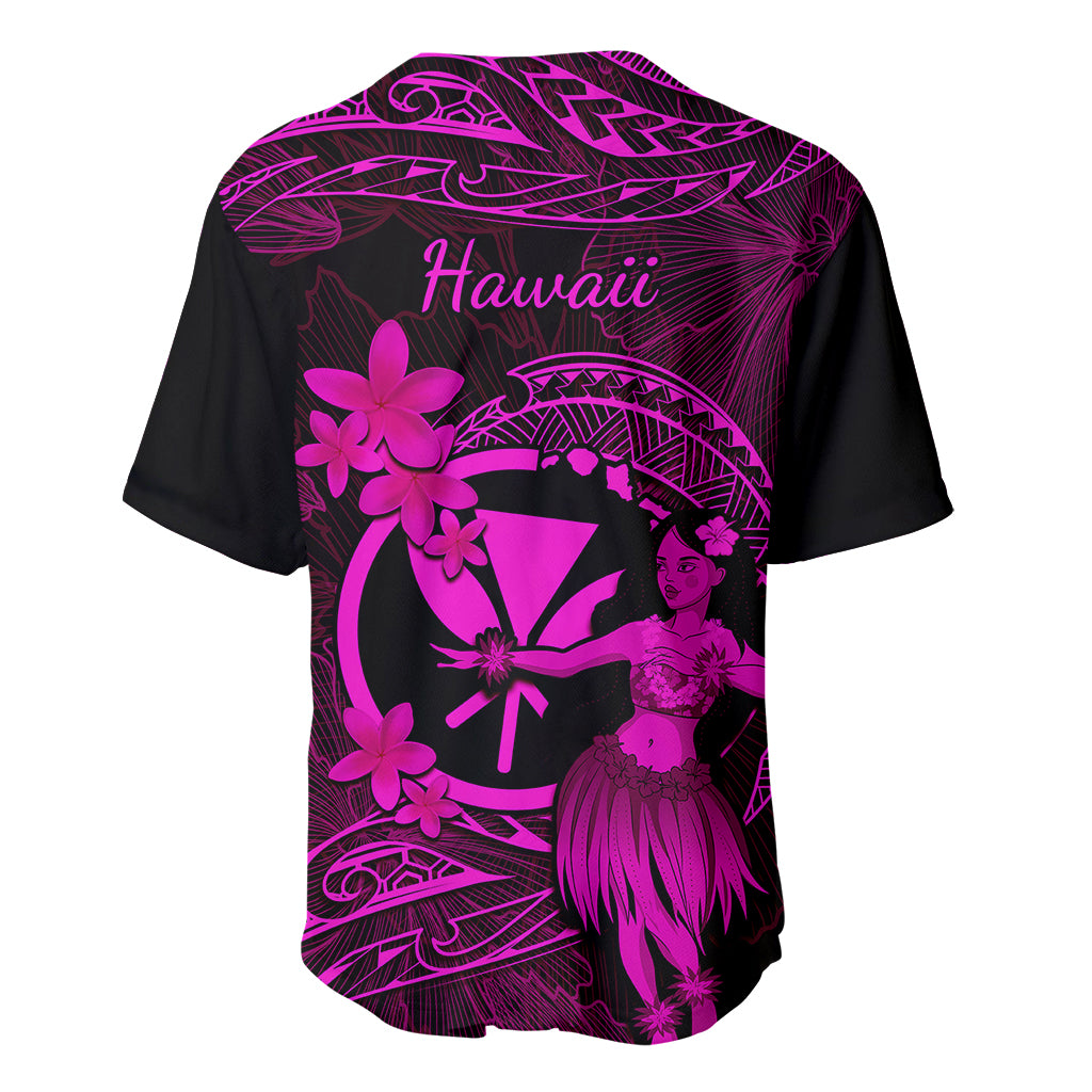 Hawaii Baseball Jersey Hula Girl Mix Polynesian Plumeria Pink Version LT14 - Polynesian Pride