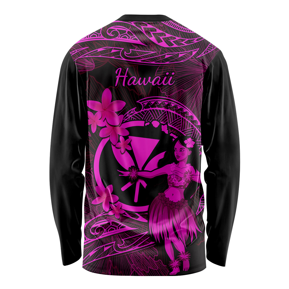 Hawaii Long Sleeve Shirt Hula Girl Mix Polynesian Plumeria Pink Version LT14 - Polynesian Pride