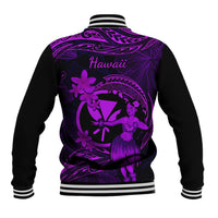 Hawaii Baseball Jacket Hula Girl Mix Polynesian Plumeria Purple Version LT14 - Polynesian Pride