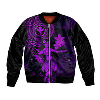 Hawaii Bomber Jacket Hula Girl Mix Polynesian Plumeria Purple Version LT14 Unisex Purple - Polynesian Pride