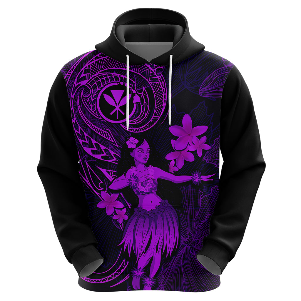 Hawaii Hoodie Hula Girl Mix Polynesian Plumeria Purple Version LT14 - Polynesian Pride