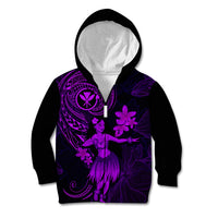 Hawaii Kid Hoodie Hula Girl Mix Polynesian Plumeria Purple Version LT14 - Polynesian Pride