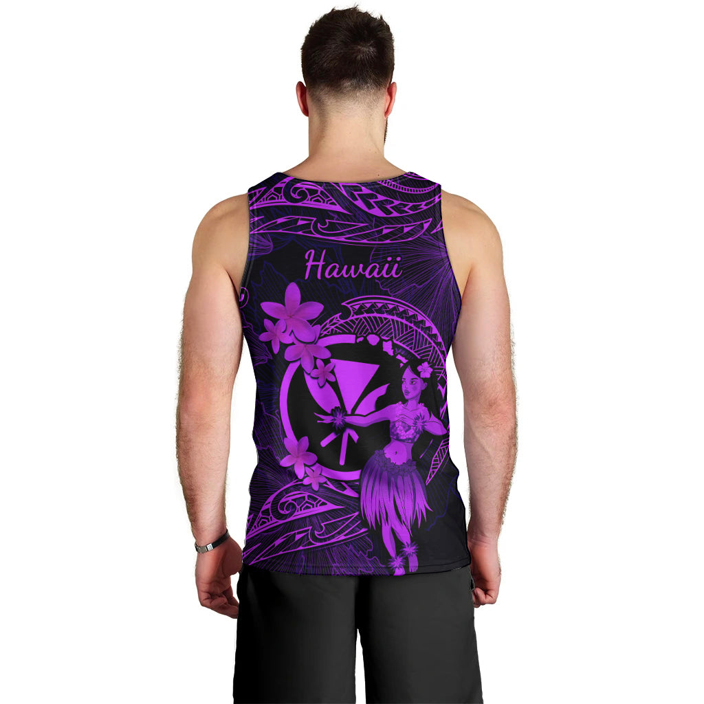 Hawaii Men Tank Top Hula Girl Mix Polynesian Plumeria Purple Version LT14 - Polynesian Pride