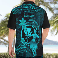 Hawaii Hawaiian Shirt Hula Girl Mix Polynesian Plumeria Turquoise Version LT14 - Polynesian Pride