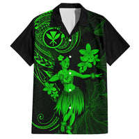 Hawaii Family Matching Tank Maxi Dress and Hawaiian Shirt Hula Girl Mix Polynesian Plumeria Green Version LT14 Dad's Shirt - Short Sleeve Green - Polynesian Pride