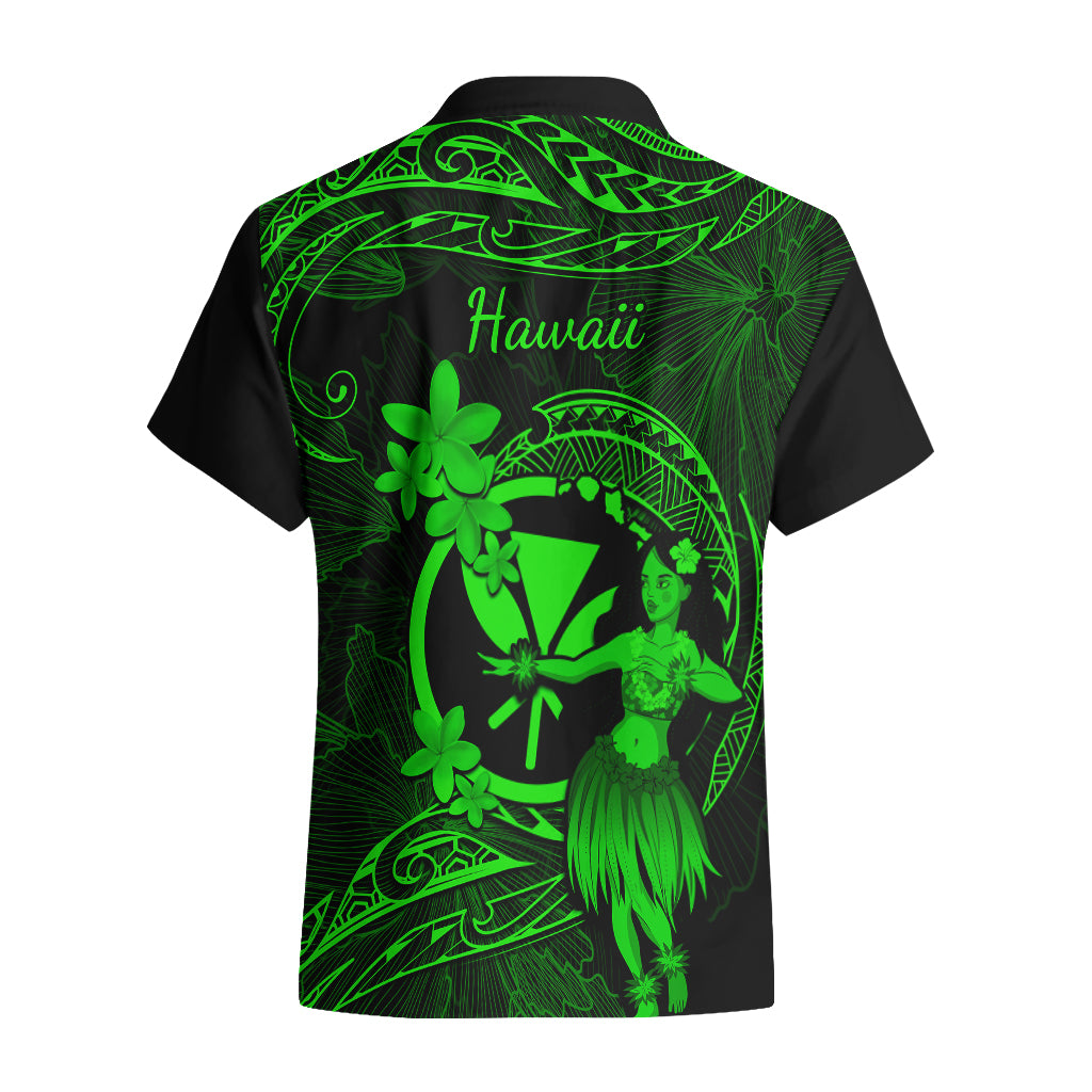 Hawaii Hawaiian Shirt Hula Girl Mix Polynesian Plumeria Green Version LT14 - Polynesian Pride