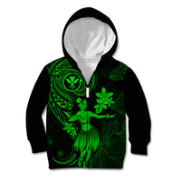 Hawaii Kid Hoodie Hula Girl Mix Polynesian Plumeria Green Version LT14 - Polynesian Pride