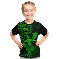 Hawaii Kid T Shirt Hula Girl Mix Polynesian Plumeria Green Version LT14 Green - Polynesian Pride