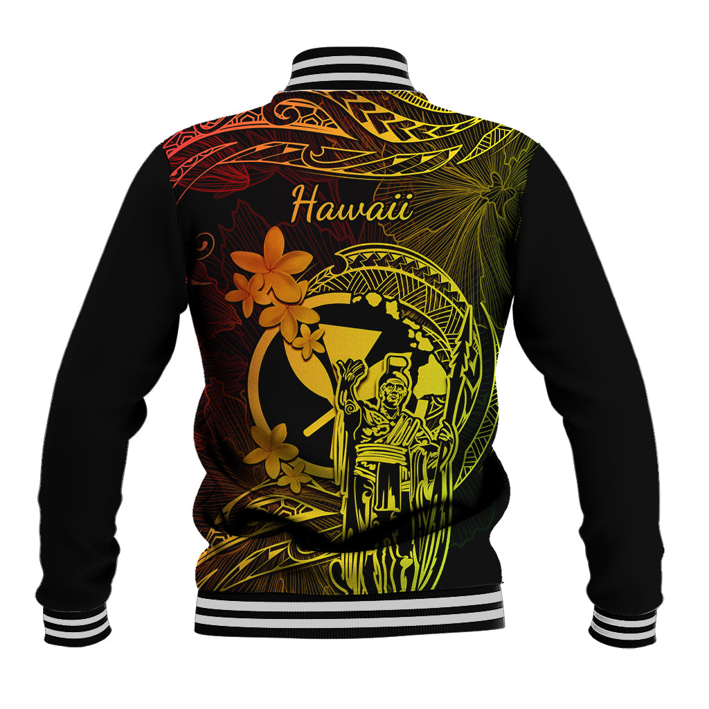 Hawaii Baseball Jacket King Kamehameha Mix Polynesian Plumeria Reggae Version LT14 - Polynesian Pride