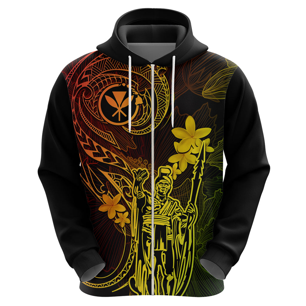Hawaii Hoodie King Kamehameha Mix Polynesian Plumeria Reggae Version LT14 - Polynesian Pride